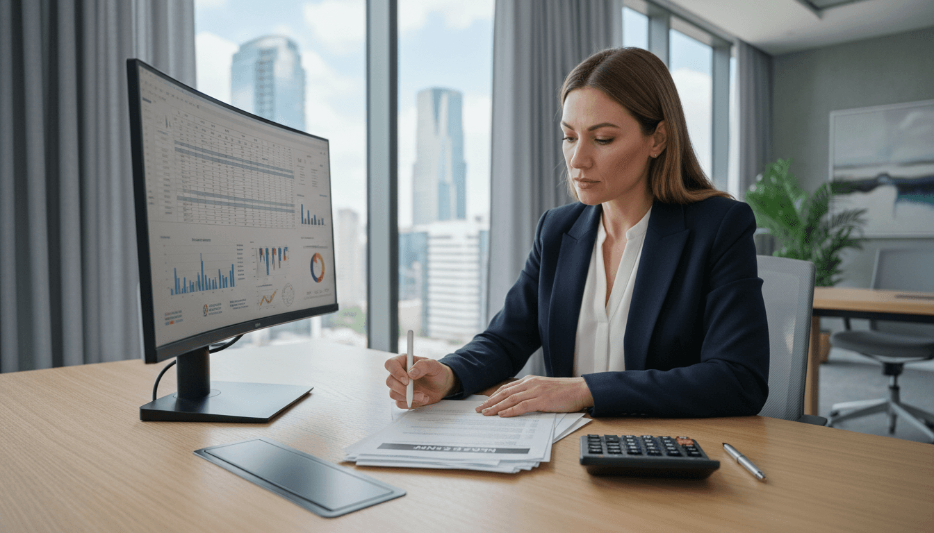 Funding specialist reviewing loan application documents