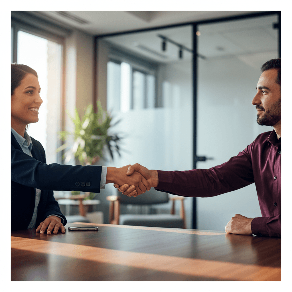 Professional handshake closing loan agreement