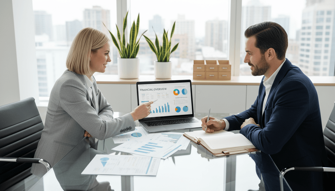 Financial advisor consulting with business owner